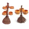 Halloween Resin Pumpkin Bowls On Broom for Serving Snacks Salad Fruit Halloween Party Supplies