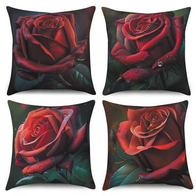 Cushion Cover Modern Sofa Square Pillowcase Home Decor Rose Flower Throw  Pattern
