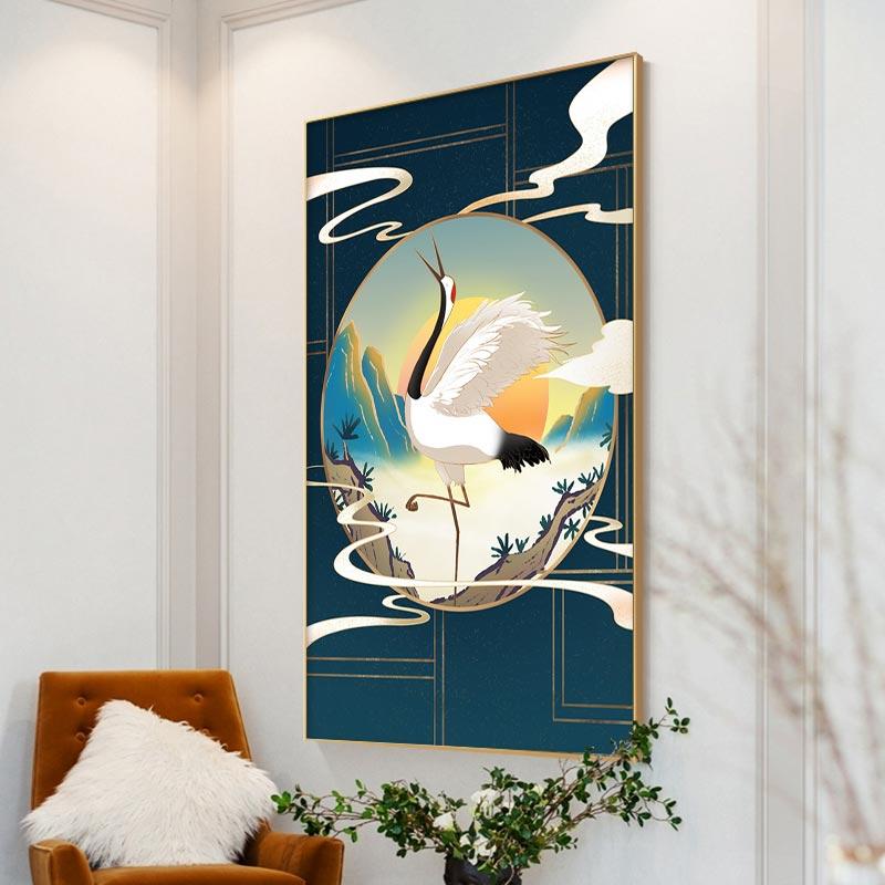 Chinese Style Plum Blossom Painting Decoration Poster Red Crowned Crane Giraffe Light Luxury Poster For Corridor Home Decor