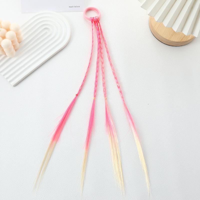 Kids Colored Gradient Wig Braids Scrunchies:Stretchable Extensions for Dreadlocks,Cute Braid Hair Accessories for Girls’ Styling