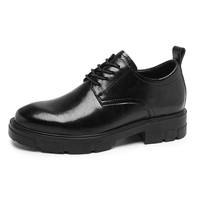 

Inner heightening business leather shoes, light platform leather casual shoes, outdoor fashion versatile new cowhide tooling shoes 44 чёрный