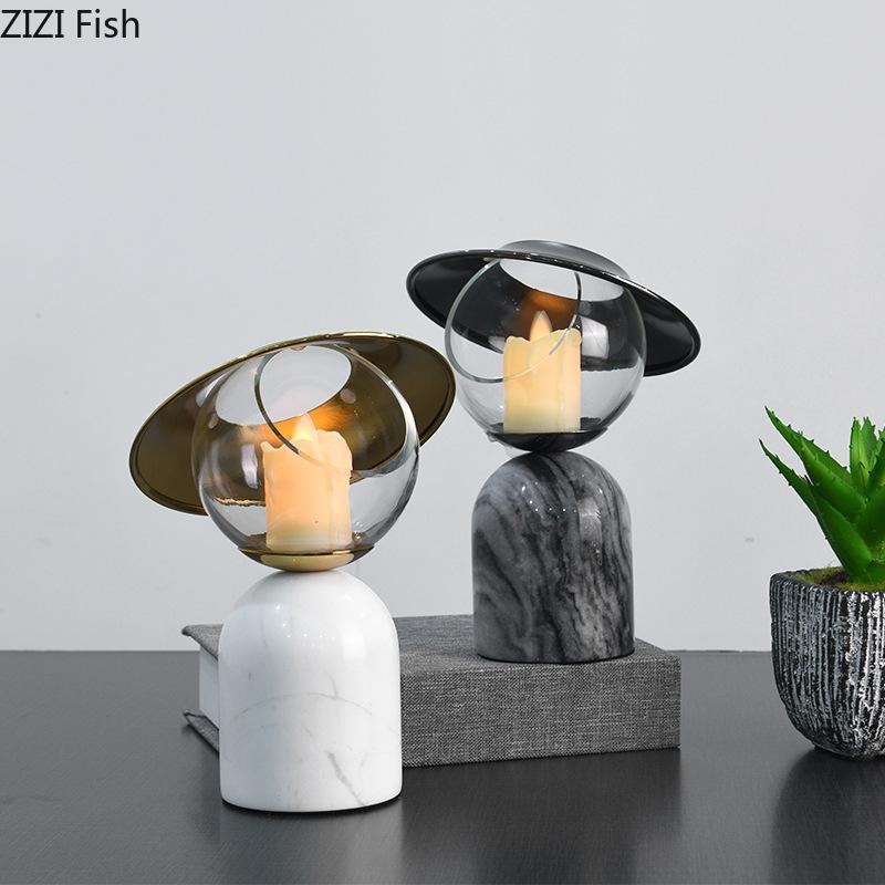 Circular Marble Candle Holder Romantic Dining Table Candlestick Desk Decoration Ornaments Wax Melt Burner Home Candle Holders