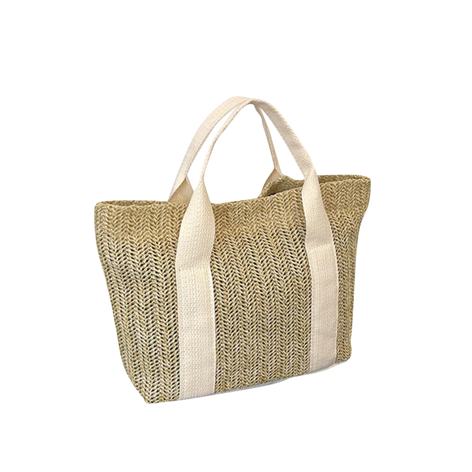 

Плетеная сумка, сумка через плечо, соломенная сумка, большая вместительная летняя сумка для женщин, небольшая свежая универсальная пляжная сумка для путешествий и отпуска One Size белый