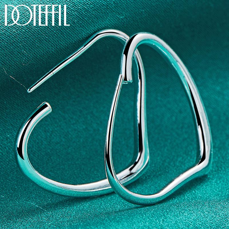 Romantic Heart Earrings Silver Charm Jewelry