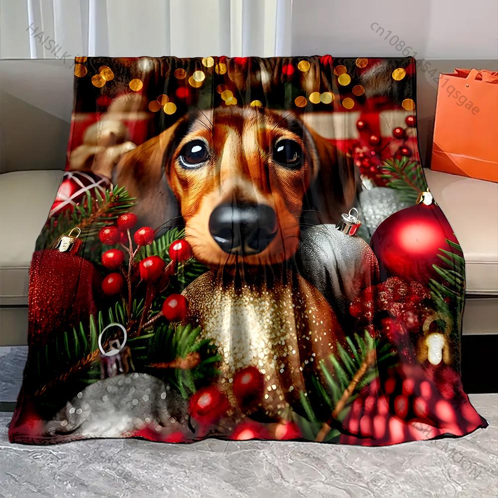 

Dachshund Christmas Ball Blanket Warm Soft Luxury Gifts for Children Adults Suitable for Home Sofa Bed Travel RV Multi-Sizes 75x90cm
