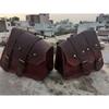 Genuine Brown Goat Leather Motorcycle COMBO Saddle Bag Tool Front Fork Swing Arm
