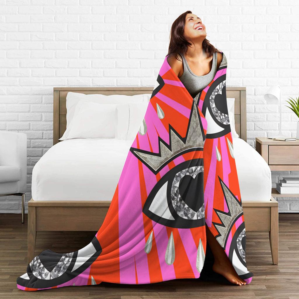 Eye Pattern Plush Blanket Child Flannel Throw Blanket For Couch Chair Soft Customized Quality Bedspread Birthday Gift