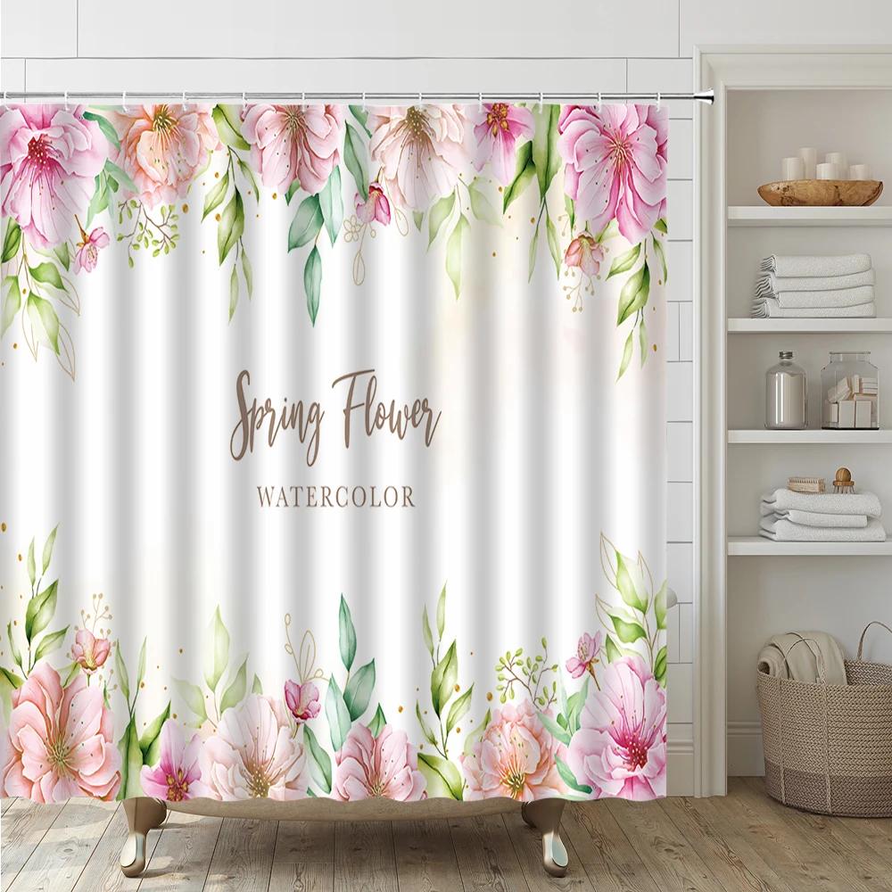 Colorful Plant Botanical Wildflower Flowers Shower Curtain Set Garden Floral Butterfly Bathroom Decor Rug Bath Mat Toilet Cover