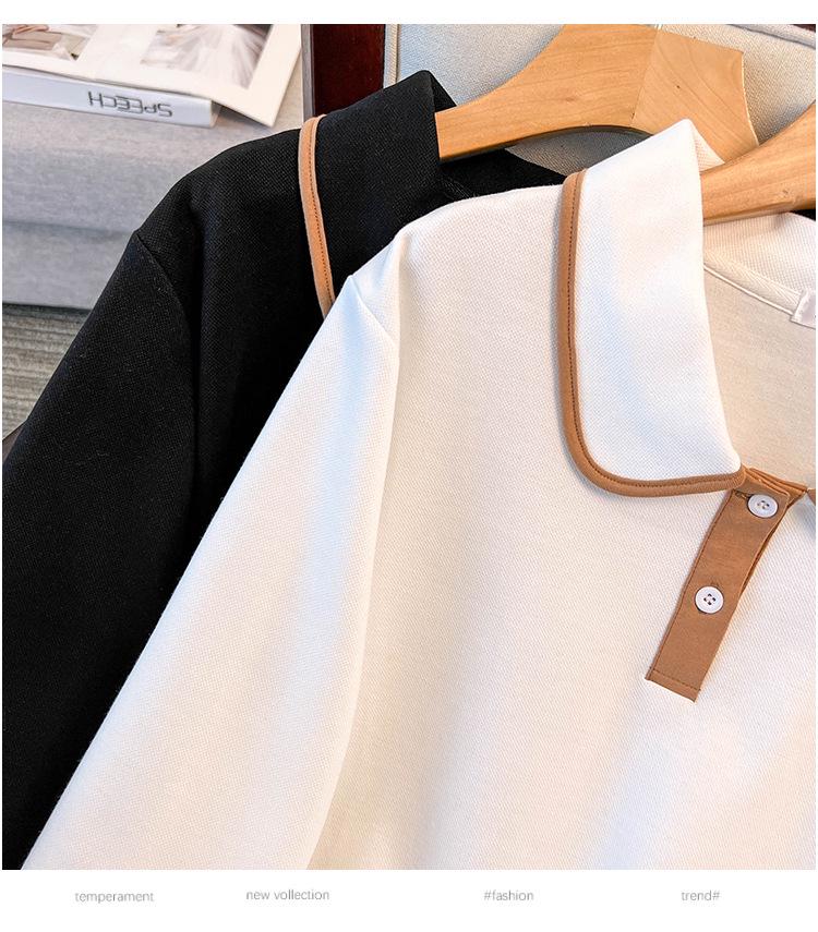 Plus Size Women's Long Sleeve Lapel Hoodie T-shirt – Slimming Summer Top for 200/300 Jin