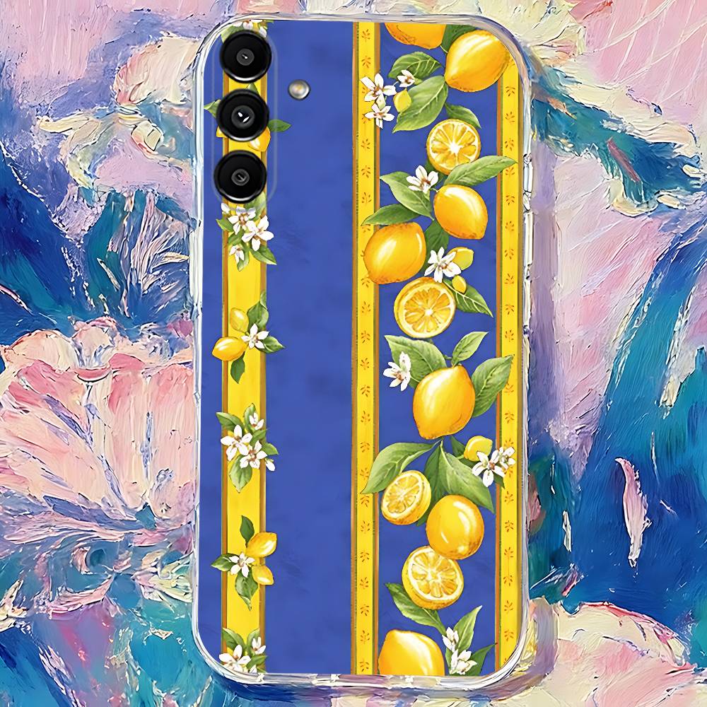 Mediterranean Lemon Fruit art Clear case suitable for  Samsung S30,S25,S24,S23,S21,S22,S20,S10,5G,FE,lite,PIus,Ultra Transparent