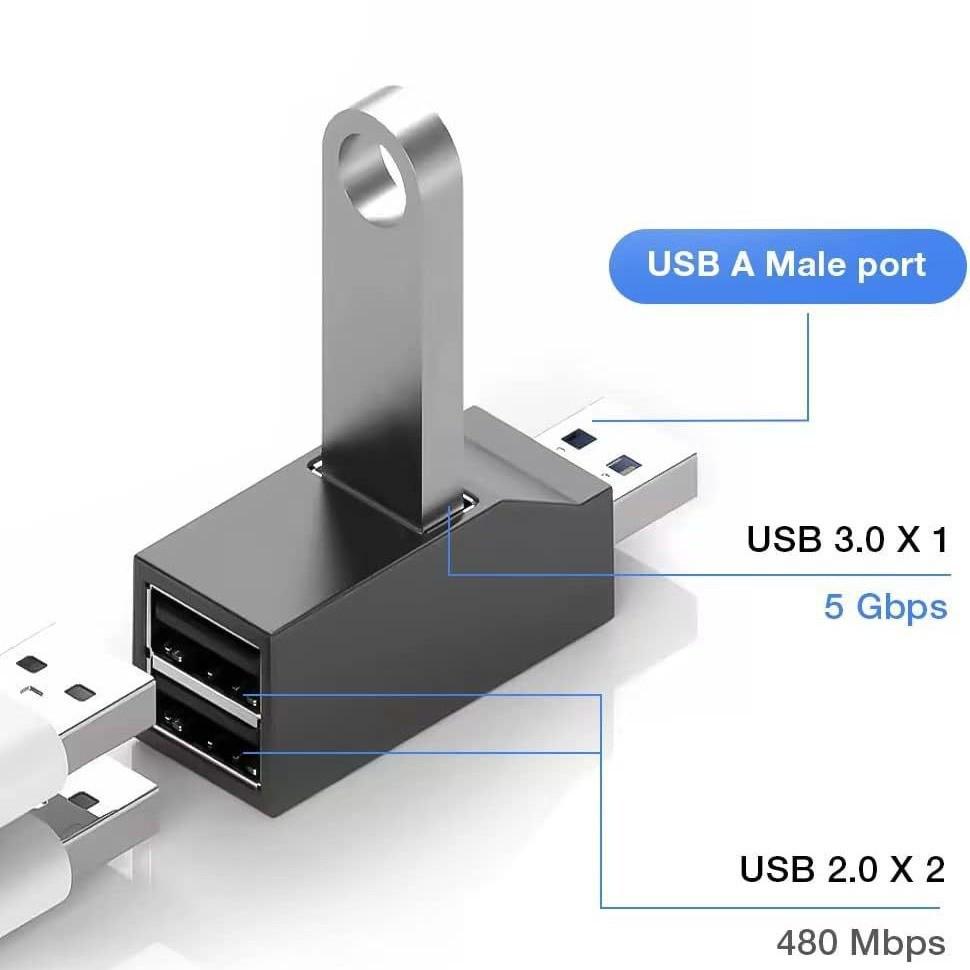 Mini 3-Port USB3.0 Whistle Hub: High-Speed, Portable, Direct Plug Splitting Adapter