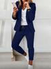 Women's Casual Khaki Suit Set Loose Fit Blazer and Pants with White V-Neck T-Shirt