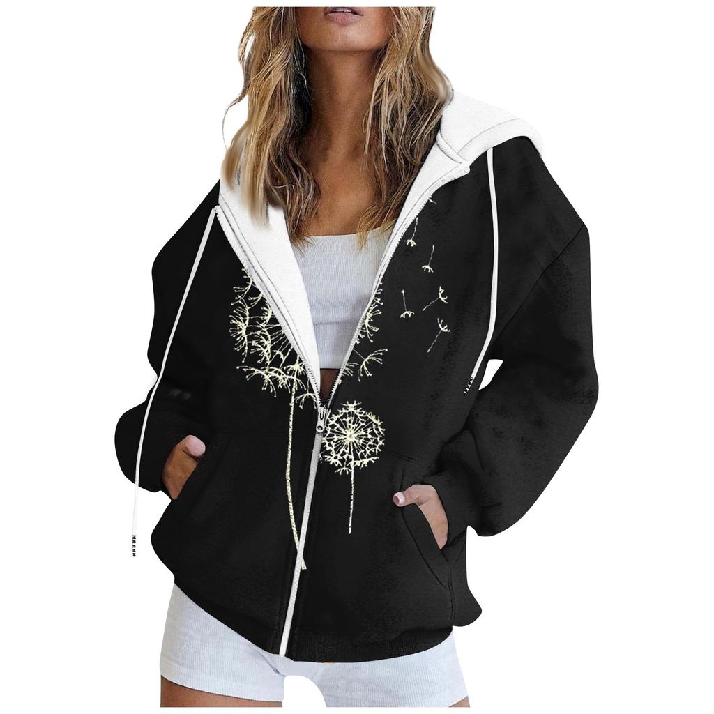 Women's Fashion Long-sleeved Zipper Hoodie Jacket