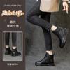 2025 new leather platform Martin boots women's autumn and winter velvet thick heel short boots retro versatile women's boots