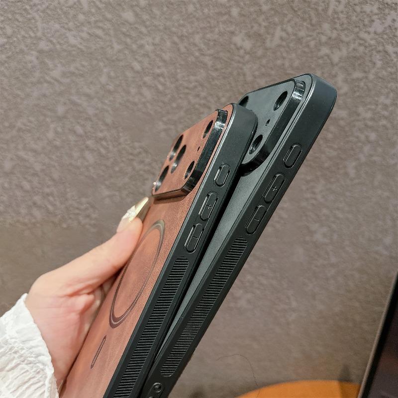 Luxury Wireless Charging Magnetic Cortex Leather Phone Case For iPhone 17 16 14 13 12 15 17 Pro Max Air Shockproof Bumper Cover