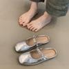 Baotou Half Slippers Women's Outer Wear 2025 New French Temperament Elegant Silver Square Head One Pedal Mary Jane Shoes