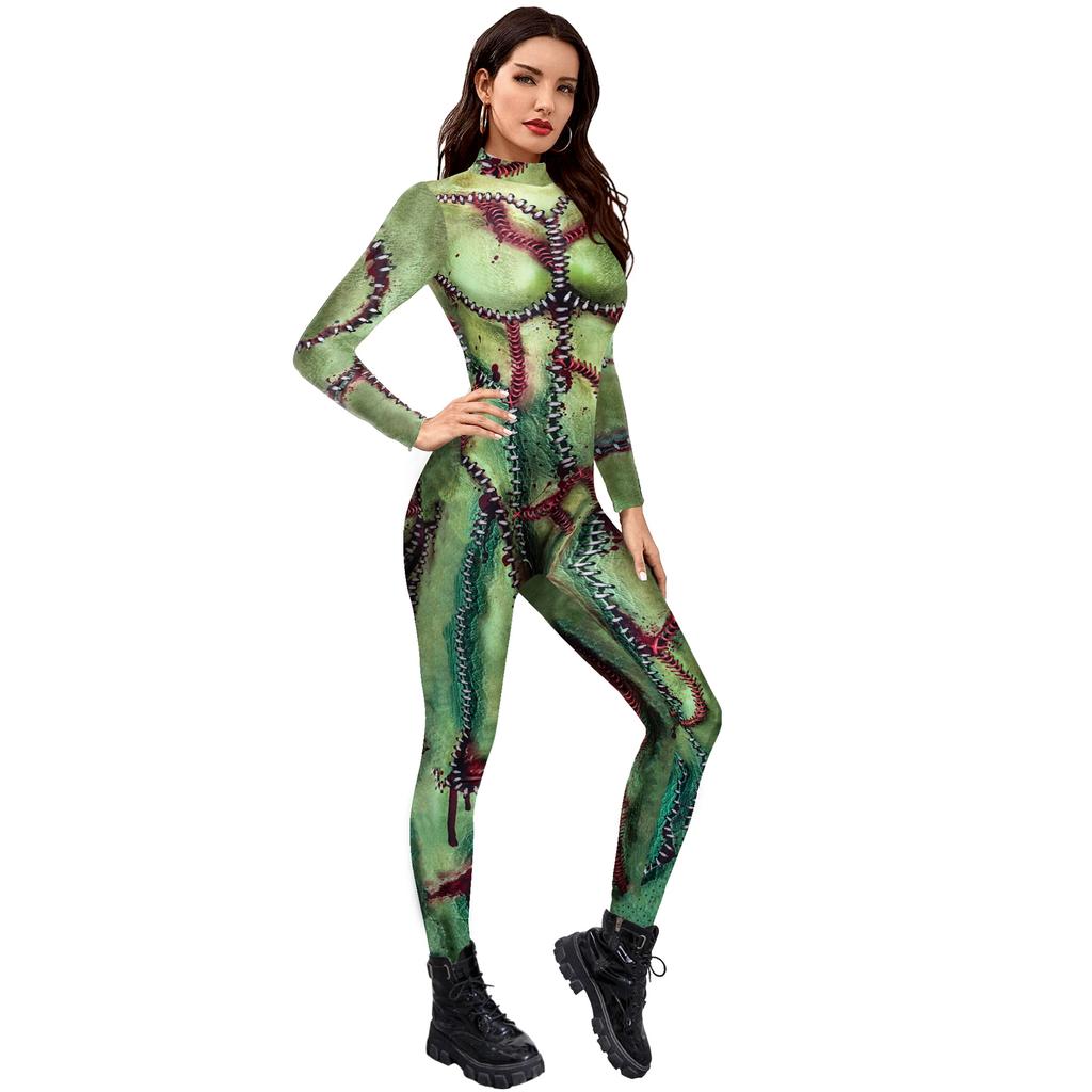 Fall Halloween Bloody Nurse Jumpsuit Digital Print New Tights