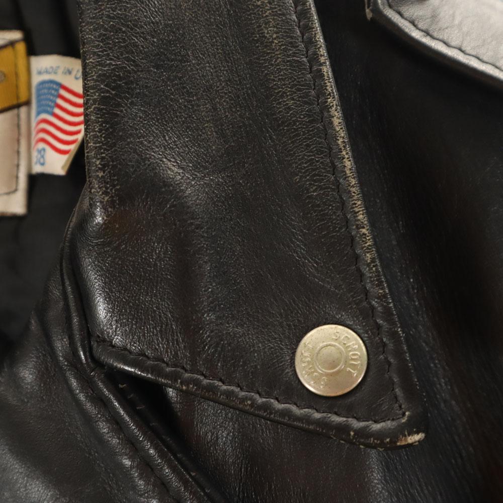 SCHOTT 80s 90s Old USA Made Double Riders Jacket 38 Black Men's Used