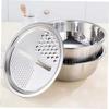 BIUDECO 1-Piece Stainless Steel Grater with Draining and Vegetable Basket, Multifunctional Kitchen Cleaning Bowl, Grater, Clever Slicer, and Colander,