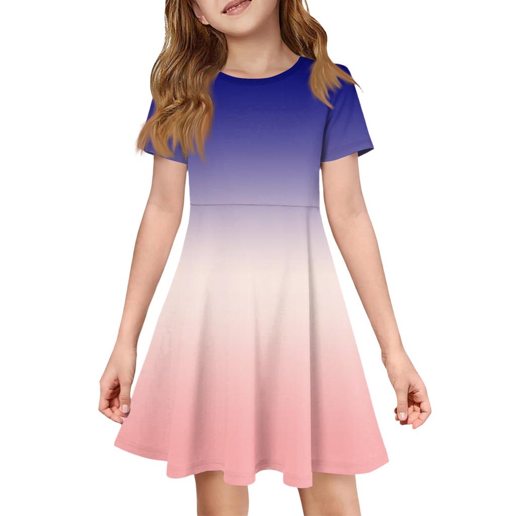 Mädchen Sommerkleid Farbe & Muster Kurzarmkleid Mit Tasche Freizeitkleid Kurze Ärmel Partykleid Ostertag