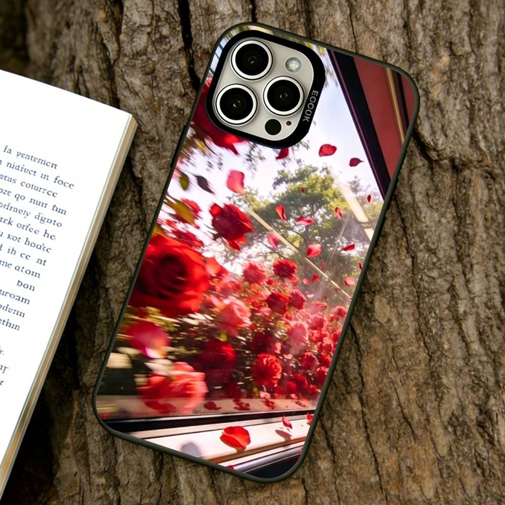 

Roses Phone Case For iPhone 17,16,15,14,13,12,11 Plus,Pro Max,XS,Colored Silver Plated Inside Cover iPhone16Plus