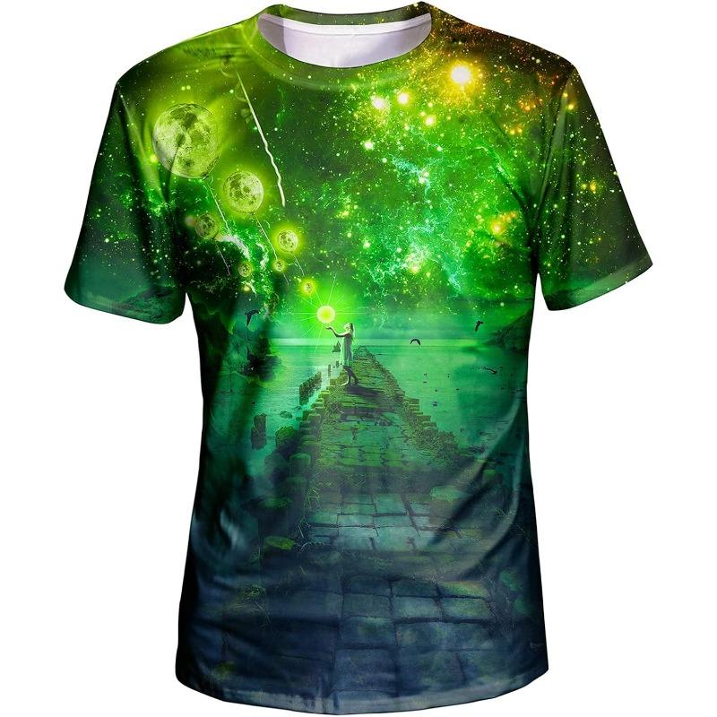 Men's Summer T-Shirt 3D Summer Style Beach Coconut Trees Polyester Quick Dry Breathable Short Sleeve Casual Wear