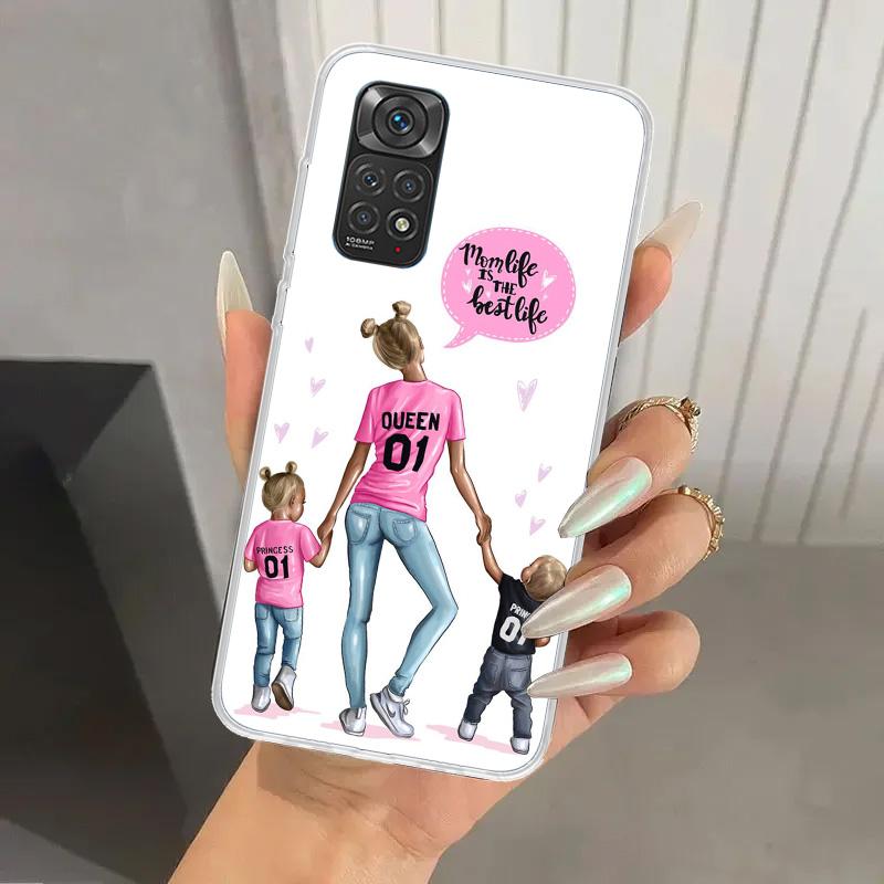 Mom Baby Girls Phone Case for Xiaomi Redmi Note Note 14 13 12S 12 11S 11 Pro Plus 11T 11E 10S 9 9S Soft Funda Print Shell Note 1