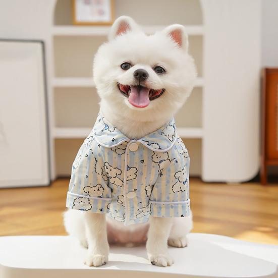 Pet Clothes with Cartoon Puppy Prints Soft Cotton-Feel with Easy Snap Closure Dog Shirt for Spring Summer