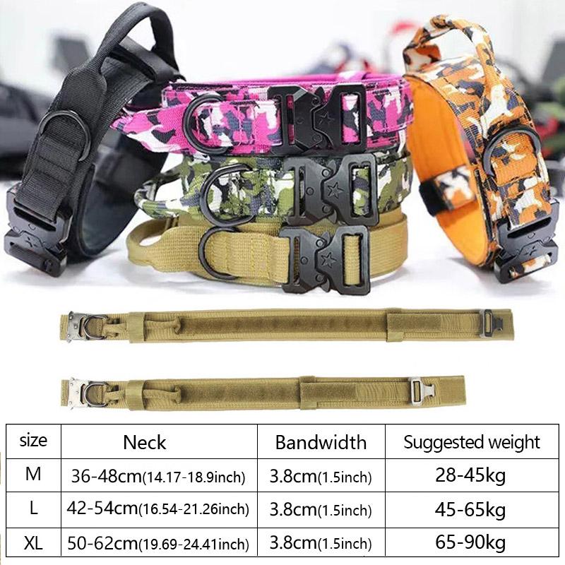 Tactical Dog Collar MilitaryAdjustable Nylon Lead Training Accessory Breakaway Leash Rope Large DogShepherd Training Accessories