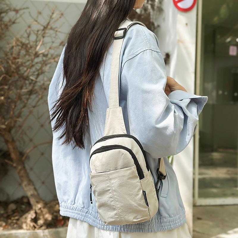 Japanese Simple Casual Couple Breast Bag Large Capacity Nylon Light Shoulder Bag Men and Women Trendy Fashion Commuter Crossbody Bag