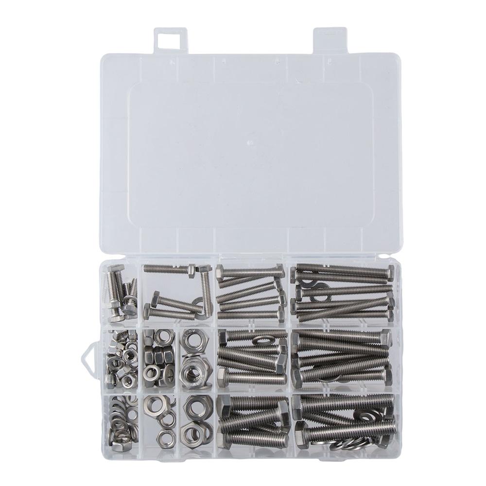 

Stainless Steel Hex Screws Lock Washers Flat Washers Assortment Kit Spring Washers Bolts and Nuts