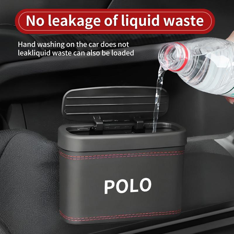 Car Push-Button Style Square Leather Multi Functional Organizer Box Trash Can For VW Polo CC Bora Golf Lavida Lamando Magotan QN9