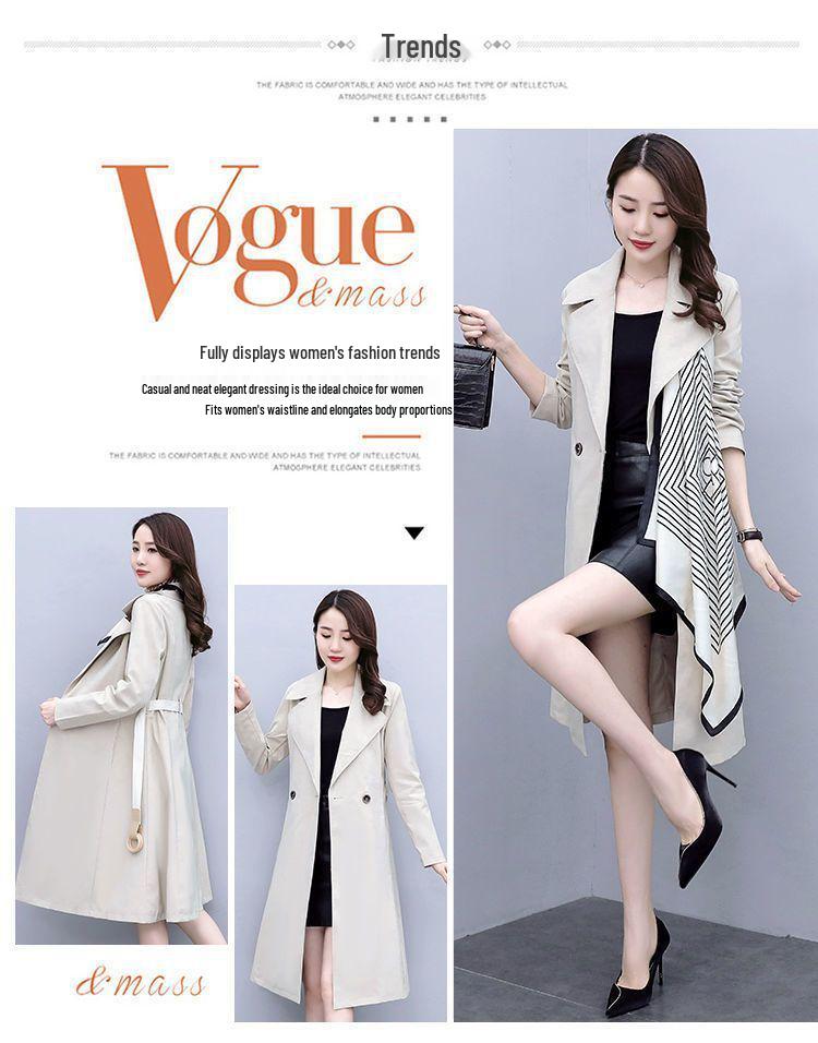 Płaszcz trenczowy damski średniej długości na rok 2025 - Stylowy, odmładzający, plus size, o luźnym kroju na wiosnę i jesień