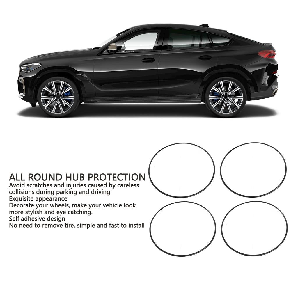 4pcs 18 Inch Car Wheel Rim Protector Scratch Proof Self Adhesive Sleek Appearance Black Wheel Rim Ring for Cars