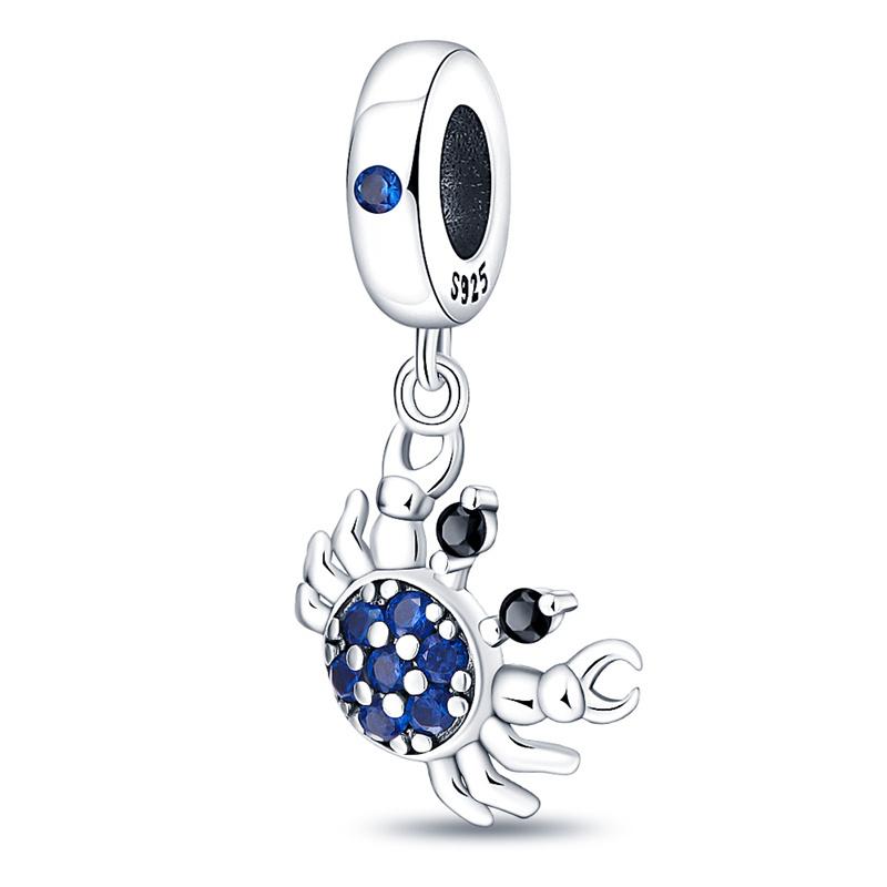 925 Silver Ocean Series Turtle Crab Charm Beads for 3mm Bracelet DIY Jewelry Making 100% Authentic