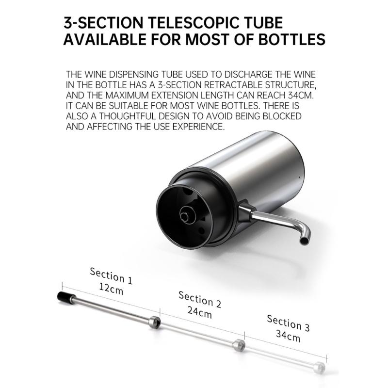 Stainless Steel Wine Dispenser for Convenient and Precise Pouring Rechargeable Wine Aerator Automatic Wine Pourer