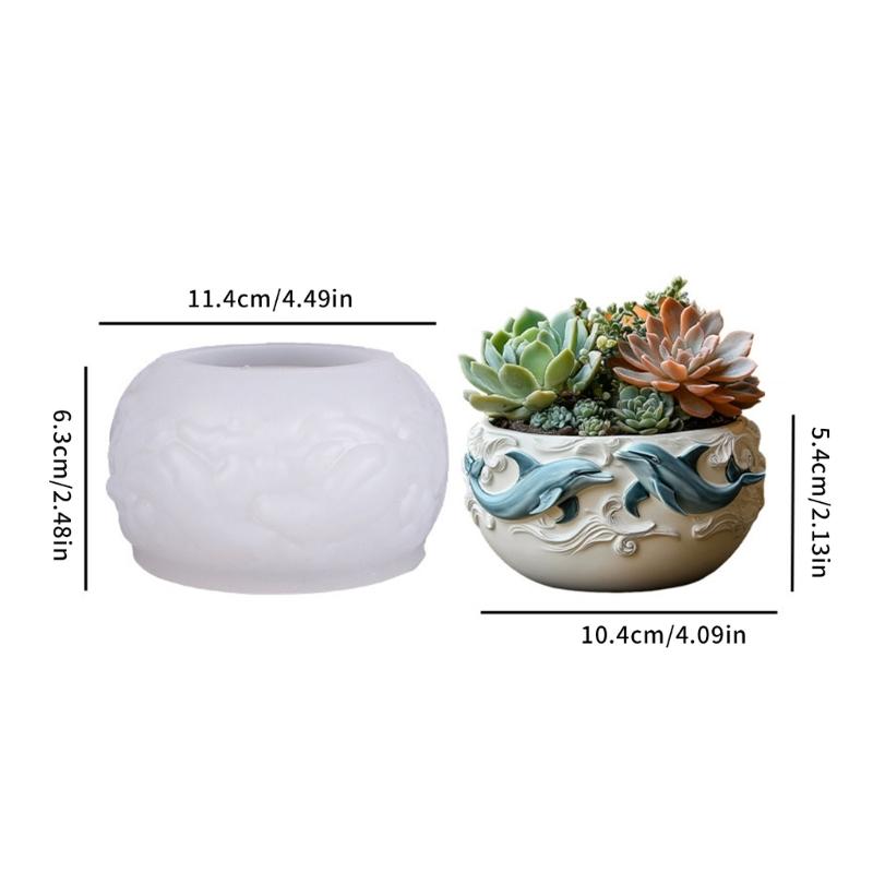 Creative Dolphin Pattern Silicone Planter Mold Flowerpot Moulds for Resin Jewelry Crafting and Succulent Decorations