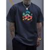 Creative Print Men's Casual T-Shirt, Summer Fashion Crew Neck Short Sleeve Top, Modern Streetwear Style For Men
