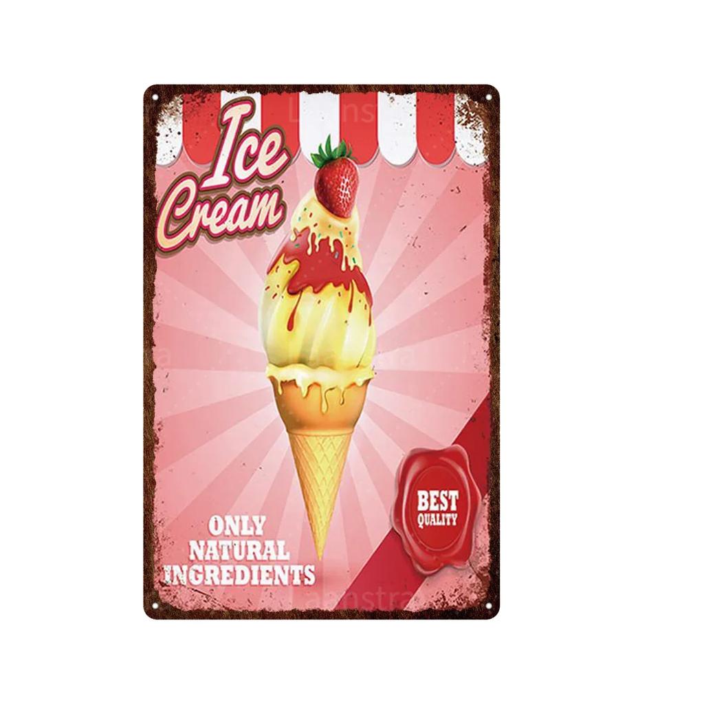 Soft Serve Ice Cream Iron Poster Painting Tin Sign Vintage Wall Decor for Cafe Bar Pub Home Beer Decoration Crafts