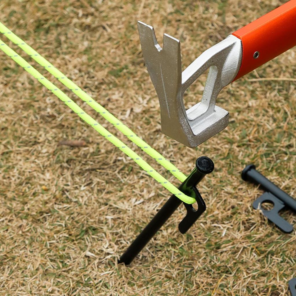 6Pcs Outdoor Tent Nail 6Pcs Adjustable Metal Gears Pulley Ropes Heavy Duty Steel Pegs Tent Stakes for Camping Awning Tent