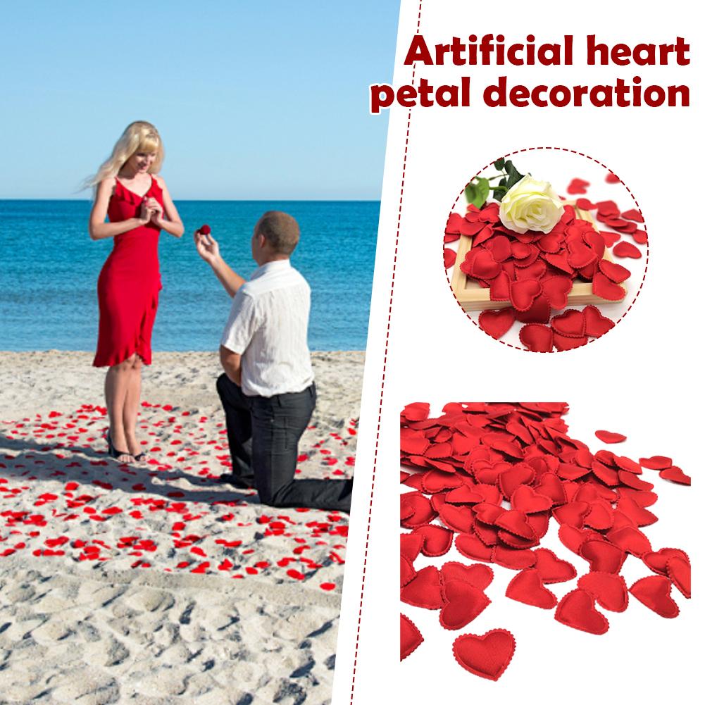 200pcs Artificial Heart Petal Wedding Decor Fake Flower Scattering Petal Valentine Party Decoration Romantic Bedroom Surprise