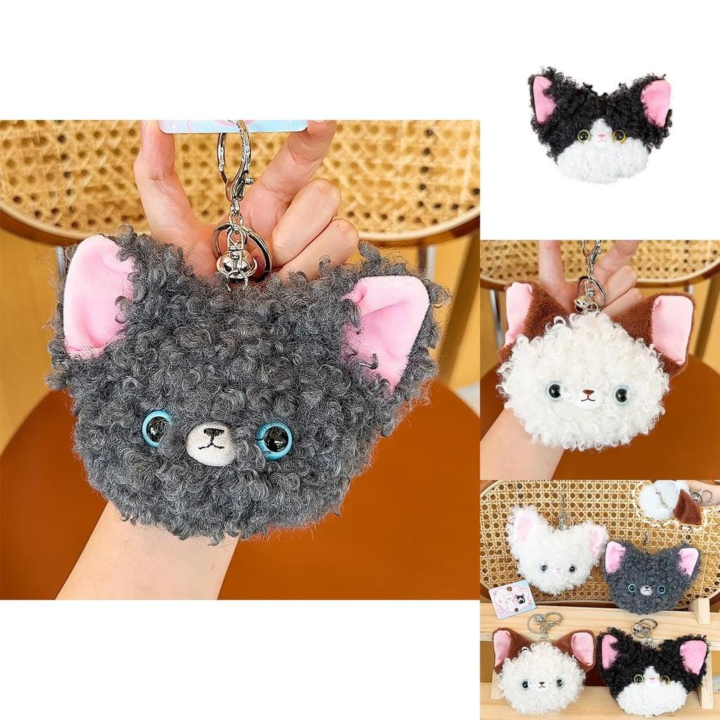 Cute Plush Devon Rex Cat Coin Pouch Keychain Ideal For Earphone And Key Holder