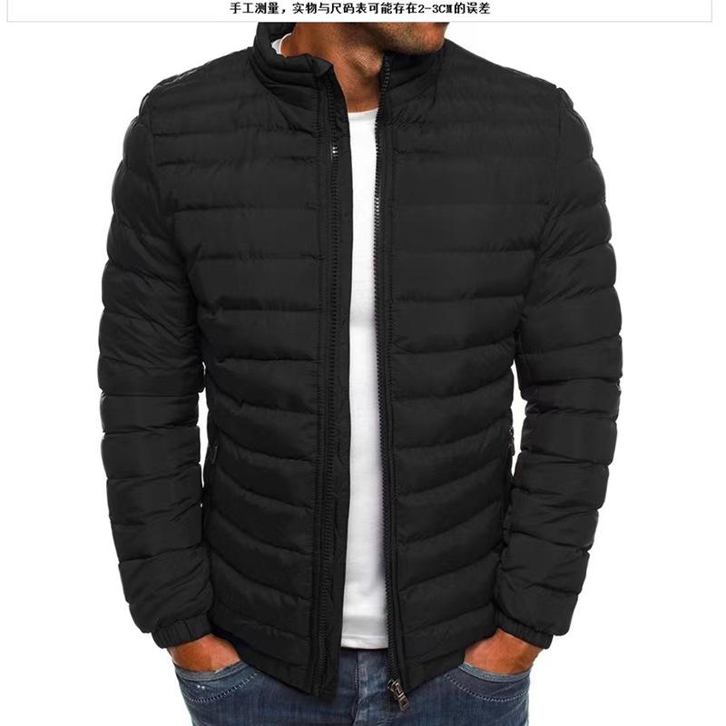 Ανδρικό Ελαφρύ Παλτό Puffer με Όρθιο Γιακά Βασιλικό Μπλε Ζεστό Χειμωνιάτικο Κουκουλωτό Παλτό