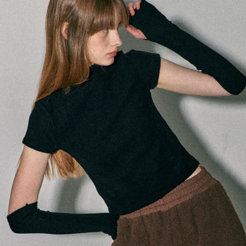 QUAFE HIGH-NECK KNIT WARMER SET_BLACK