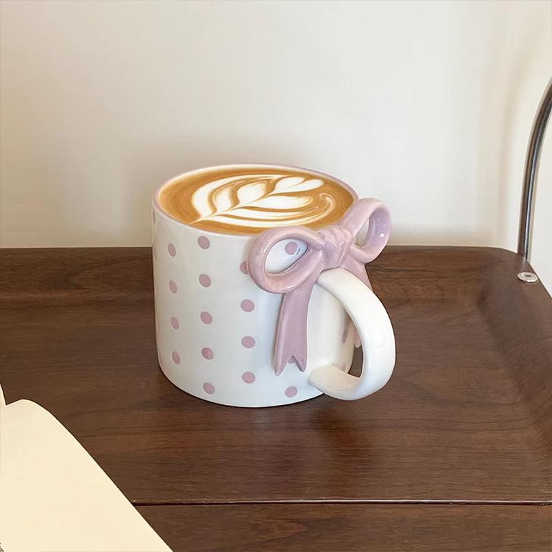 1PC Cup Souvenir Ceramic Gift Three-dimensional Offices Thick Home Elegant Durable Bow Practical
