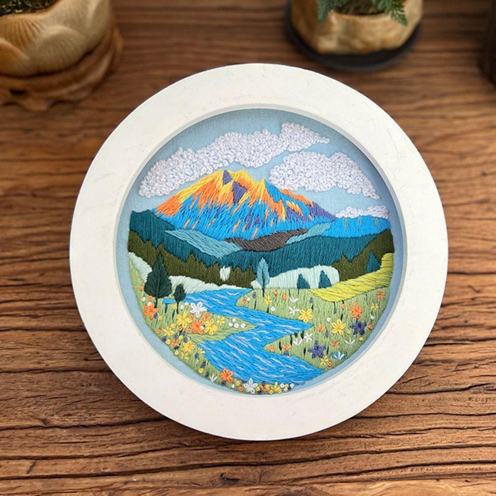 Handmade Cross Stitch Set Hand-stitched Embroidery Set Nature Scenery Embroidery Kit  Beginner