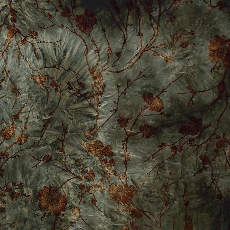 

50x165cm Handmade Tie-dyed Flocking Fabric, Elastic and Comfortable Retro National Style Cheongsam, Skirt, Dress Design Fabric. 50x165cm