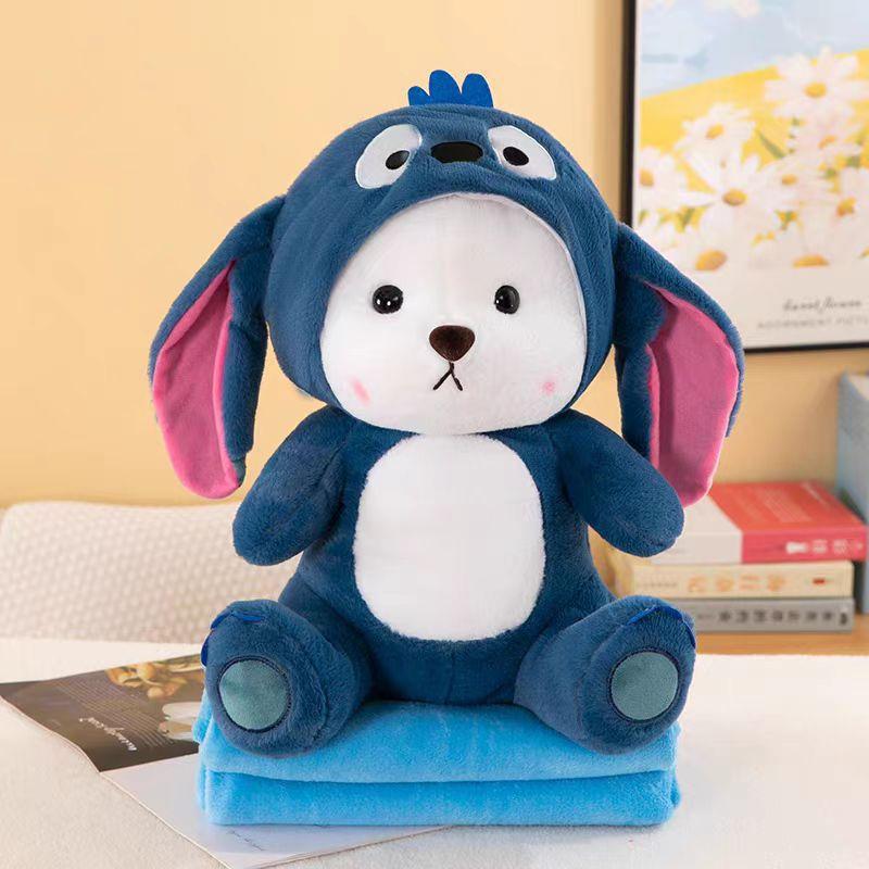 Strawberry Hugging Pig & Little Bear Plush Toy Blanket – Dual-use Nap & Travel Comfort for Kids