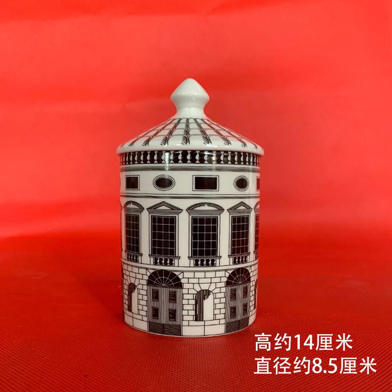 Architectural Style Storage Jar Candy Box Aromatherapy Candlestick Jar Desktop Jewelry Cosmetic Storage Jar Cotton Swab Bottle