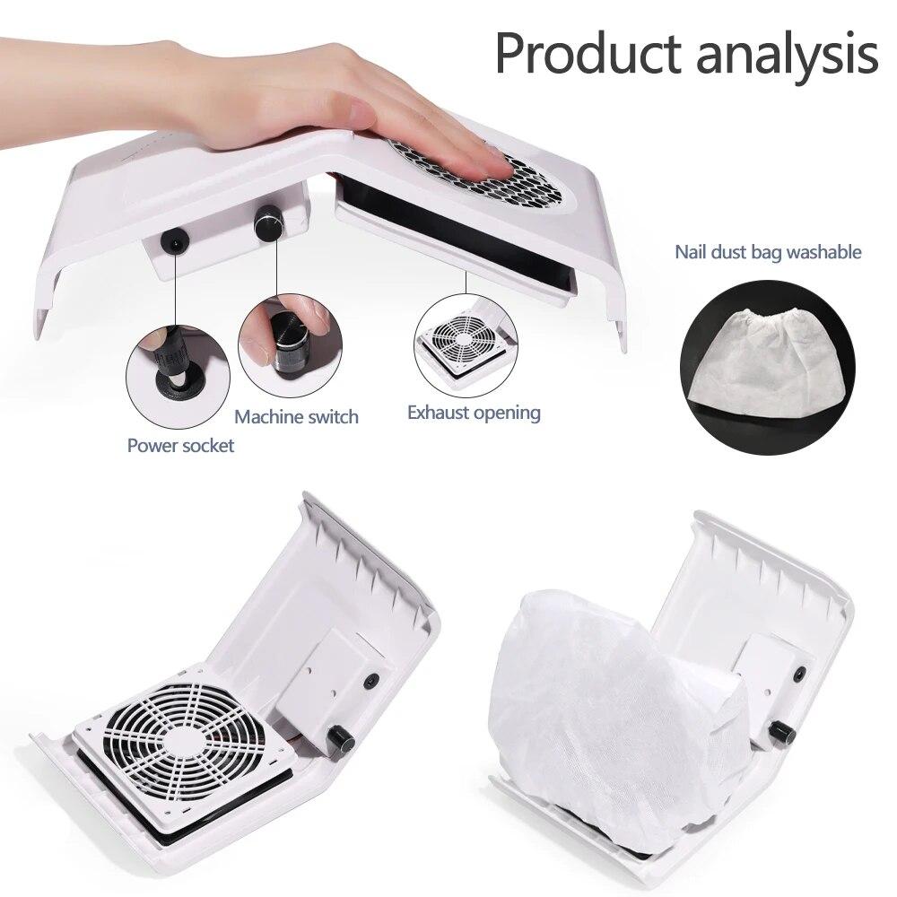 Professional Nail Dust Collector And Dustabsorption No Nail Dust Flying For Manicure Extractor Fan Large Particles